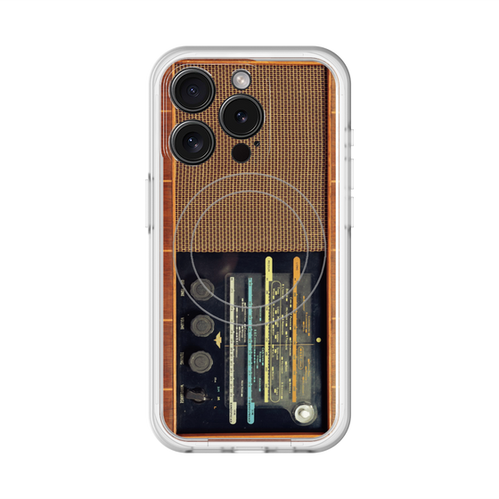 スリムプロテクションプレミアムケース with MagSafe［ RETORO RADIO - Brown ］