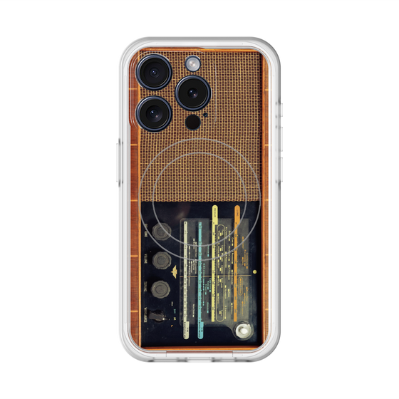 スリムプロテクションプレミアムケース with MagSafe［ RETORO RADIO - Brown ］