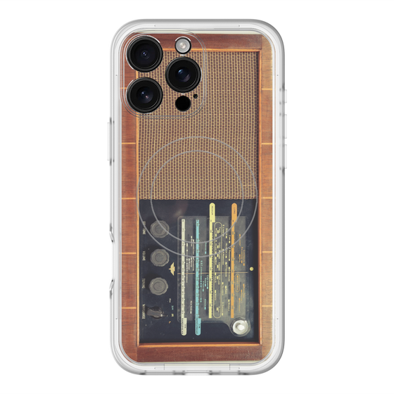 スリムプロテクションプレミアムケース with MagSafe［ RETORO RADIO - Brown ］