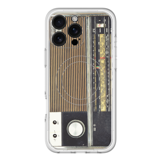 スリムプロテクションプレミアムケース with MagSafe［ RETORO RADIO - Black ］