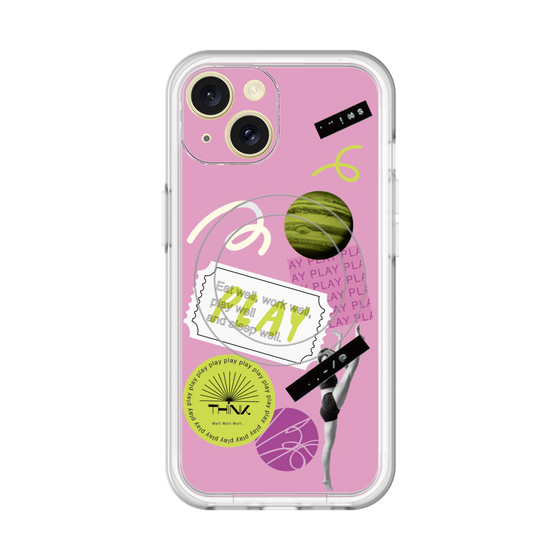 スリムプロテクションプレミアムケース with MagSafe［ Playful sticker - Dusty Pink ］