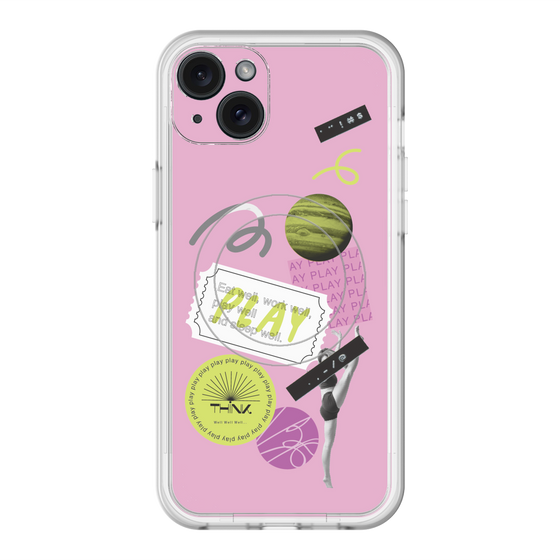 スリムプロテクションプレミアムケース with MagSafe［ Playful sticker - Dusty Pink ］