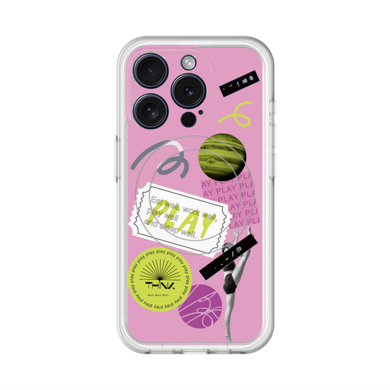 スリムプロテクションプレミアムケース with MagSafe［ Playful sticker - Dusty Pink ］