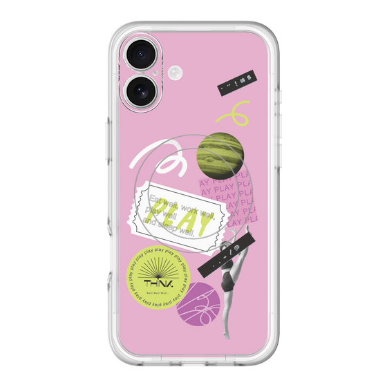 スリムプロテクションプレミアムケース with MagSafe［ Playful sticker - Dusty Pink ］