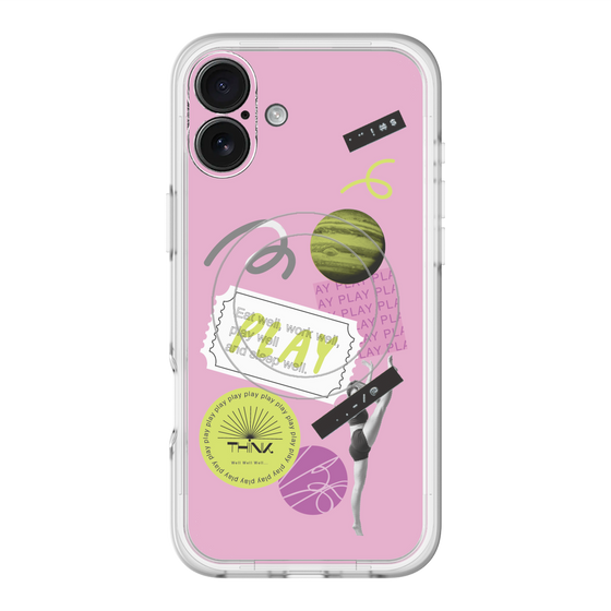 スリムプロテクションプレミアムケース with MagSafe［ Playful sticker - Dusty Pink ］