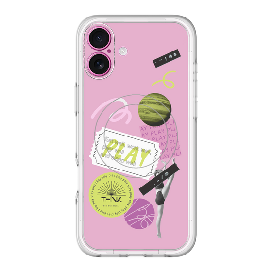 スリムプロテクションプレミアムケース with MagSafe［ Playful sticker - Dusty Pink ］
