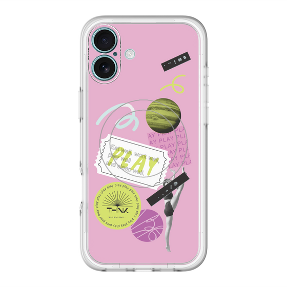 スリムプロテクションプレミアムケース with MagSafe［ Playful sticker - Dusty Pink ］