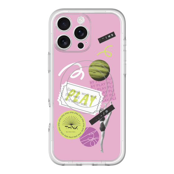 スリムプロテクションプレミアムケース with MagSafe［ Playful sticker - Dusty Pink ］