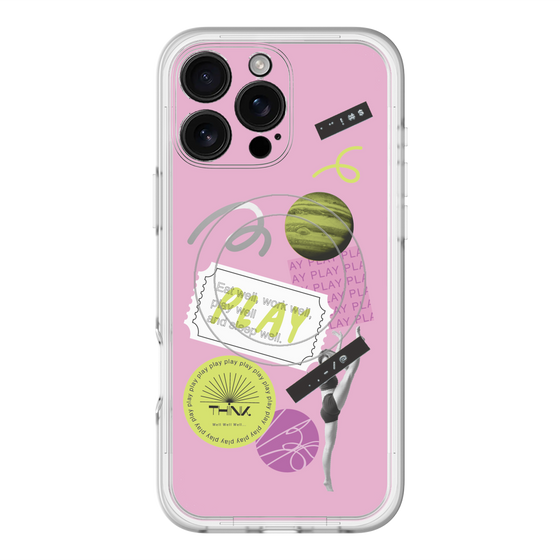 スリムプロテクションプレミアムケース with MagSafe［ Playful sticker - Dusty Pink ］