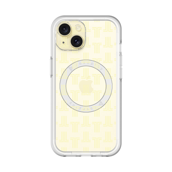 スリムプロテクションプレミアムケース with MagSafe［ LANVIN en Bleu - Monogram - Yellow ］