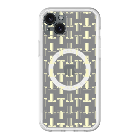 スリムプロテクションプレミアムケース with MagSafe［ LANVIN en Bleu - Monogram - Yellow ］