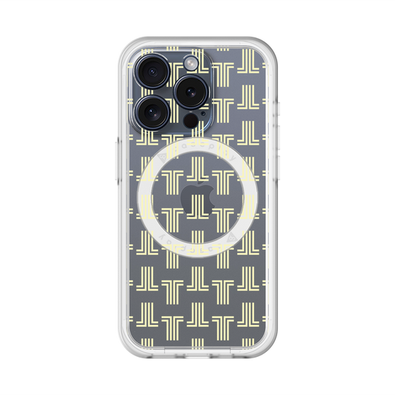 スリムプロテクションプレミアムケース with MagSafe［ LANVIN en Bleu - Monogram - Yellow ］