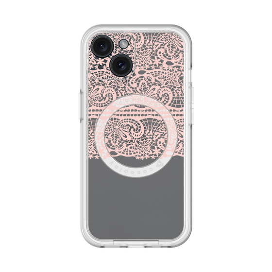 スリムプロテクションプレミアムケース with MagSafe［ LANVIN en Bleu - Lace - Pink ］