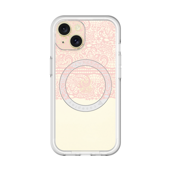 スリムプロテクションプレミアムケース with MagSafe［ LANVIN en Bleu - Lace - Pink ］