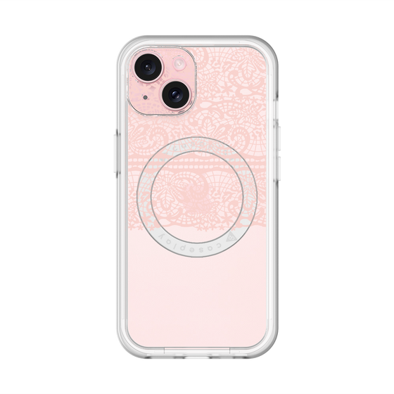 スリムプロテクションプレミアムケース with MagSafe［ LANVIN en Bleu - Lace - Pink ］