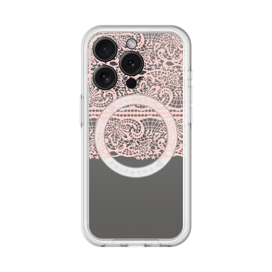 スリムプロテクションプレミアムケース with MagSafe［ LANVIN en Bleu - Lace - Pink ］