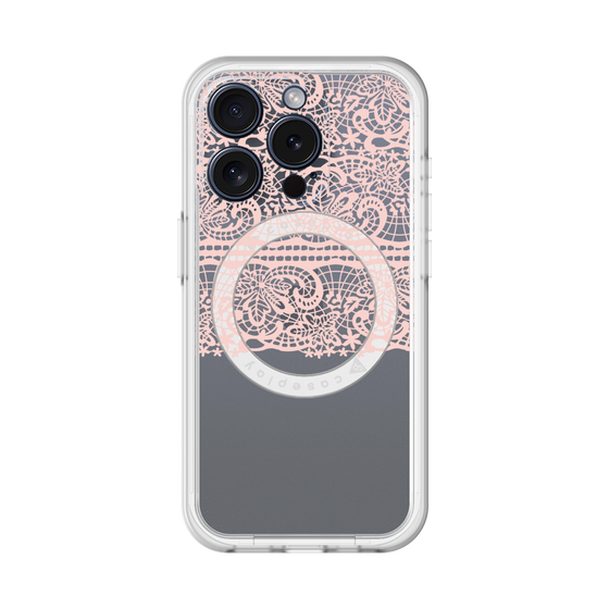 スリムプロテクションプレミアムケース with MagSafe［ LANVIN en Bleu - Lace - Pink ］