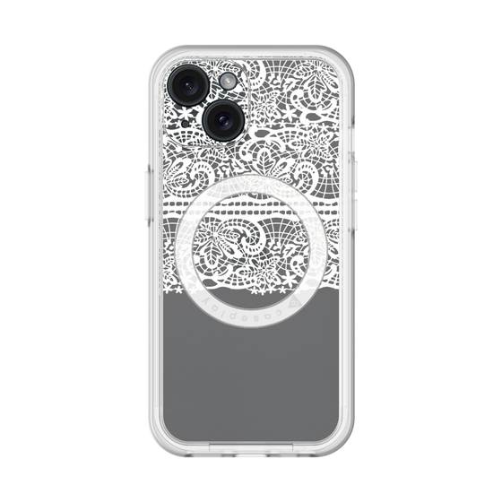 スリムプロテクションプレミアムケース with MagSafe［ LANVIN en Bleu - Lace - White ］