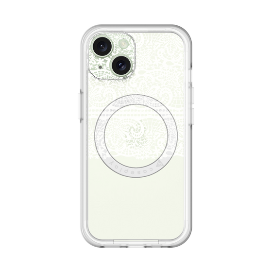 スリムプロテクションプレミアムケース with MagSafe［ LANVIN en Bleu - Lace - White ］