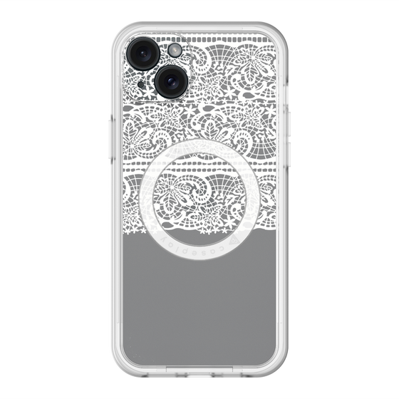 スリムプロテクションプレミアムケース with MagSafe［ LANVIN en Bleu - Lace - White ］