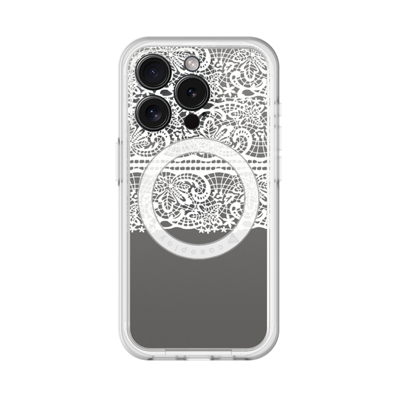 スリムプロテクションプレミアムケース with MagSafe［ LANVIN en Bleu - Lace - White ］