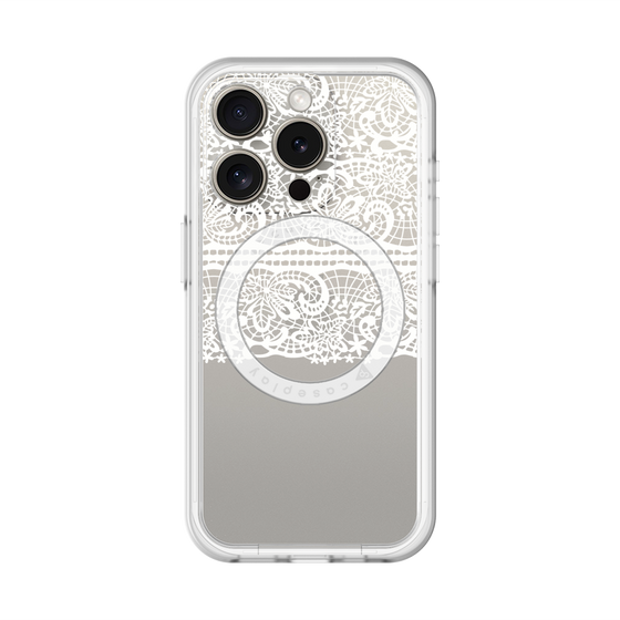 スリムプロテクションプレミアムケース with MagSafe［ LANVIN en Bleu - Lace - White ］