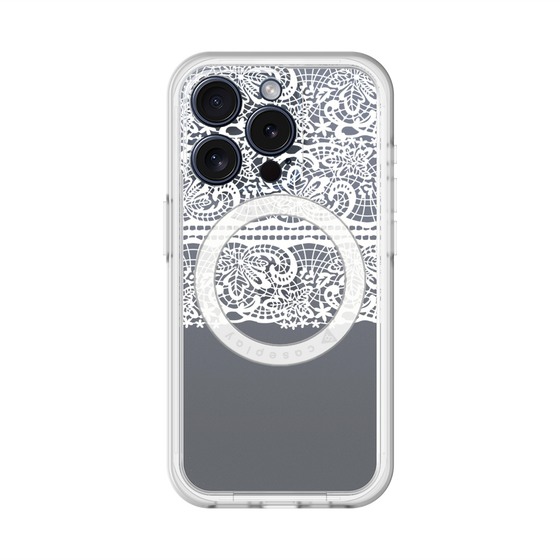 スリムプロテクションプレミアムケース with MagSafe［ LANVIN en Bleu - Lace - White ］