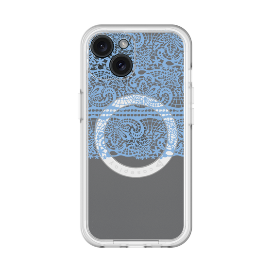 スリムプロテクションプレミアムケース with MagSafe［ LANVIN en Bleu - Lace - Blue ］