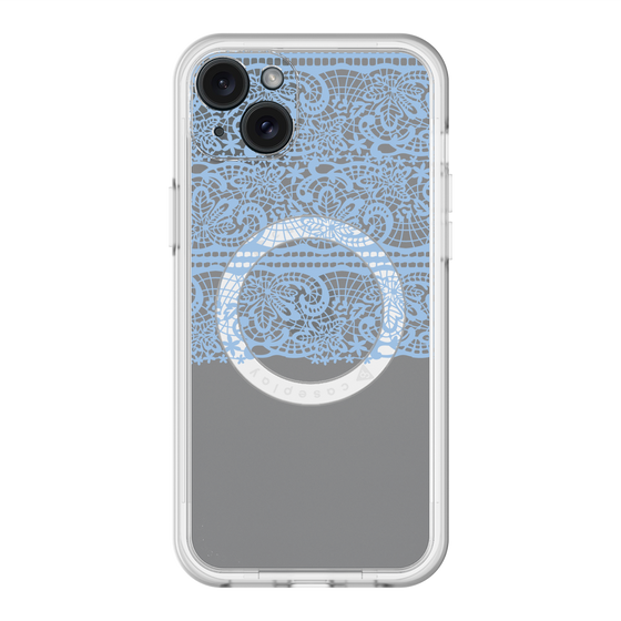 スリムプロテクションプレミアムケース with MagSafe［ LANVIN en Bleu - Lace - Blue ］