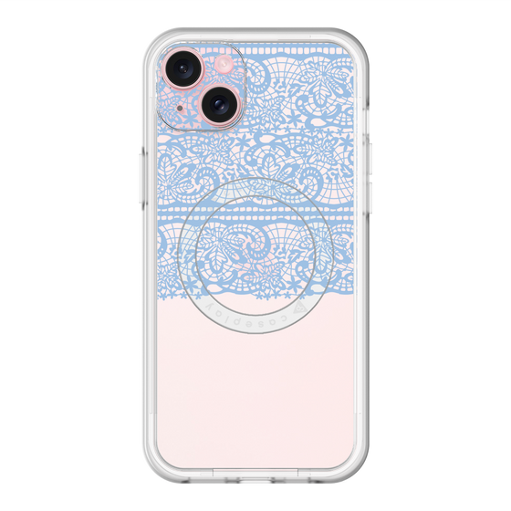 スリムプロテクションプレミアムケース with MagSafe［ LANVIN en Bleu - Lace - Blue ］