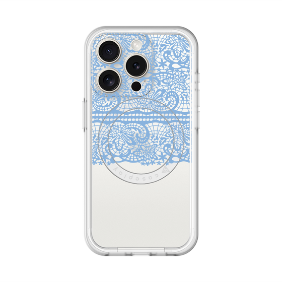 スリムプロテクションプレミアムケース with MagSafe［ LANVIN en Bleu - Lace - Blue ］