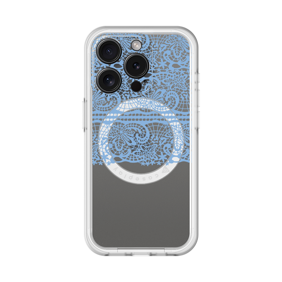 スリムプロテクションプレミアムケース with MagSafe［ LANVIN en Bleu - Lace - Blue ］