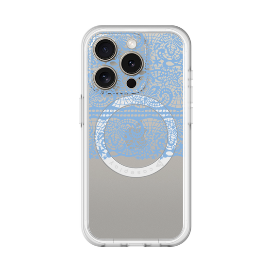 スリムプロテクションプレミアムケース with MagSafe［ LANVIN en Bleu - Lace - Blue ］
