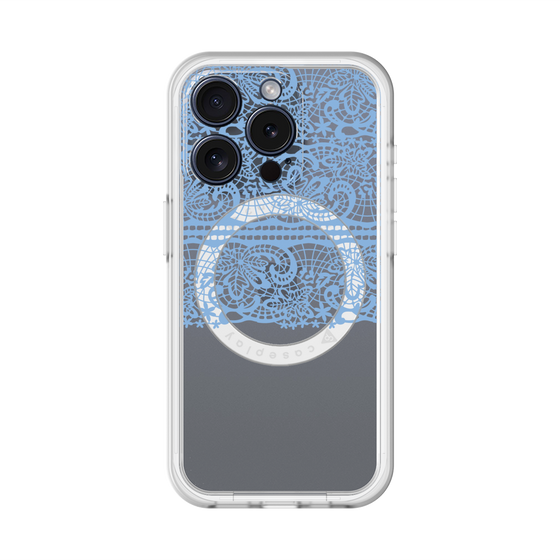 スリムプロテクションプレミアムケース with MagSafe［ LANVIN en Bleu - Lace - Blue ］