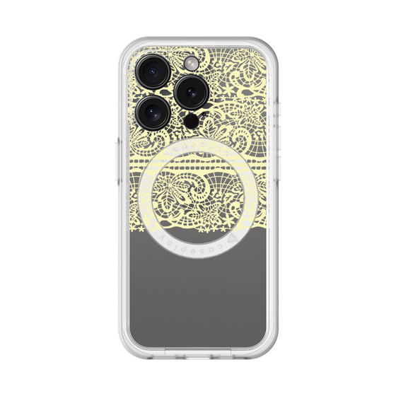 スリムプロテクションプレミアムケース with MagSafe［ LANVIN en Bleu - Lace - Yellow ］