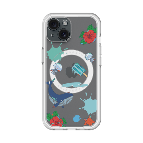 スリムプロテクションプレミアムケース with MagSafe［ DRAWING PAPER Blue ］
