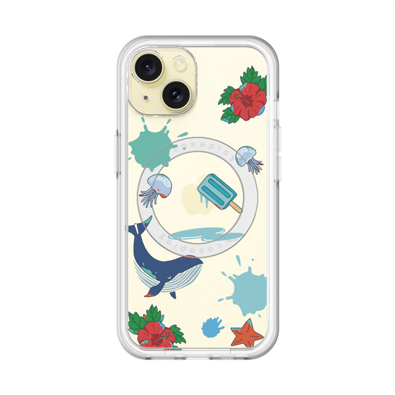 スリムプロテクションプレミアムケース with MagSafe［ DRAWING PAPER Blue ］