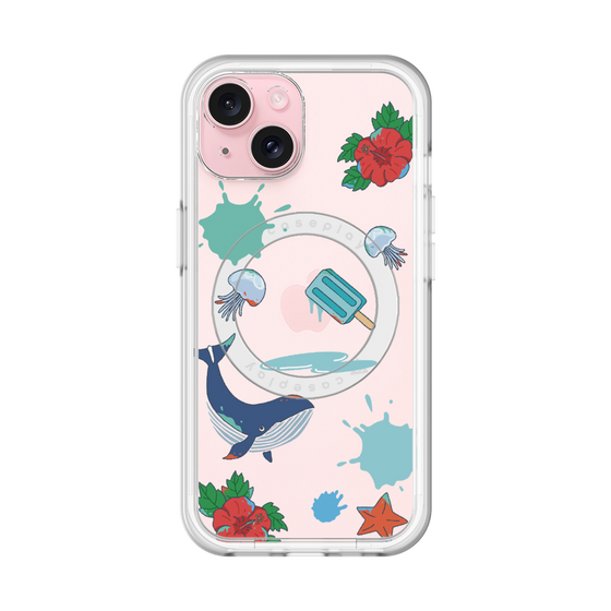 スリムプロテクションプレミアムケース with MagSafe［ DRAWING PAPER Blue ］