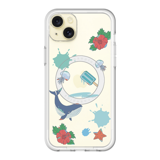 スリムプロテクションプレミアムケース with MagSafe［ DRAWING PAPER Blue ］