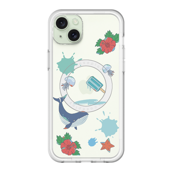 スリムプロテクションプレミアムケース with MagSafe［ DRAWING PAPER Blue ］