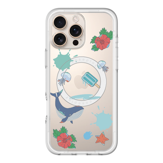 スリムプロテクションプレミアムケース with MagSafe［ DRAWING PAPER Blue ］