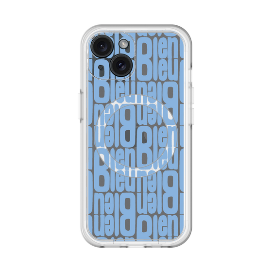 スリムプロテクションプレミアムケース with MagSafe［ LANVIN en Bleu - Logo Pattern - Blue ］