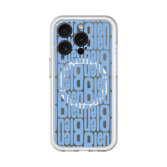 スリムプロテクションプレミアムケース with MagSafe［ LANVIN en Bleu - Logo Pattern - Blue ］