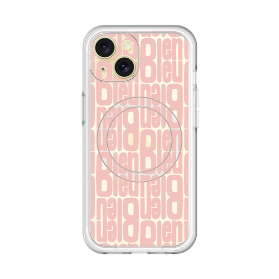 スリムプロテクションプレミアムケース with MagSafe［ LANVIN en Bleu - Logo Pattern - Pink ］