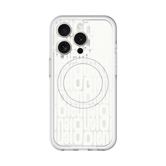 スリムプロテクションプレミアムケース with MagSafe［ LANVIN en Bleu - Logo Pattern - White ］