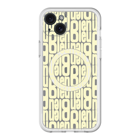 スリムプロテクションプレミアムケース with MagSafe［ LANVIN en Bleu - Logo Pattern - Yellow ］