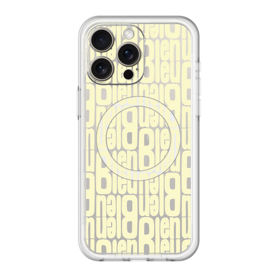 スリムプロテクションプレミアムケース with MagSafe［ LANVIN en Bleu - Logo Pattern - Yellow ］
