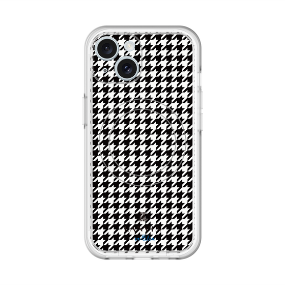 スリムプロテクションプレミアムケース with MagSafe［ Houndstooth Pattern Black with LANVIN en Bleu logo- ランバン 千鳥格子柄 ブラック ］