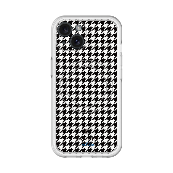 スリムプロテクションプレミアムケース with MagSafe［ Houndstooth Pattern Black with LANVIN en Bleu logo- ランバン 千鳥格子柄 ブラック ］