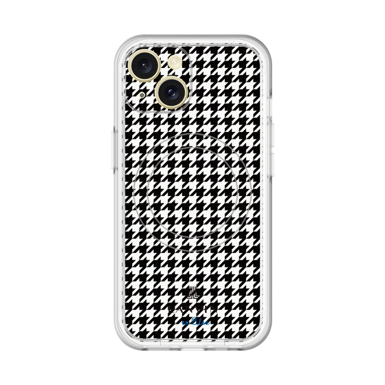 スリムプロテクションプレミアムケース with MagSafe［ Houndstooth Pattern Black with LANVIN en Bleu logo- ランバン 千鳥格子柄 ブラック ］